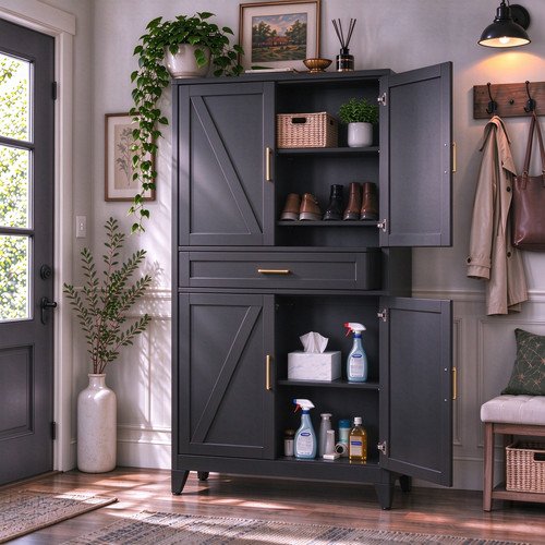 Black farmhouse tall storage - tall,